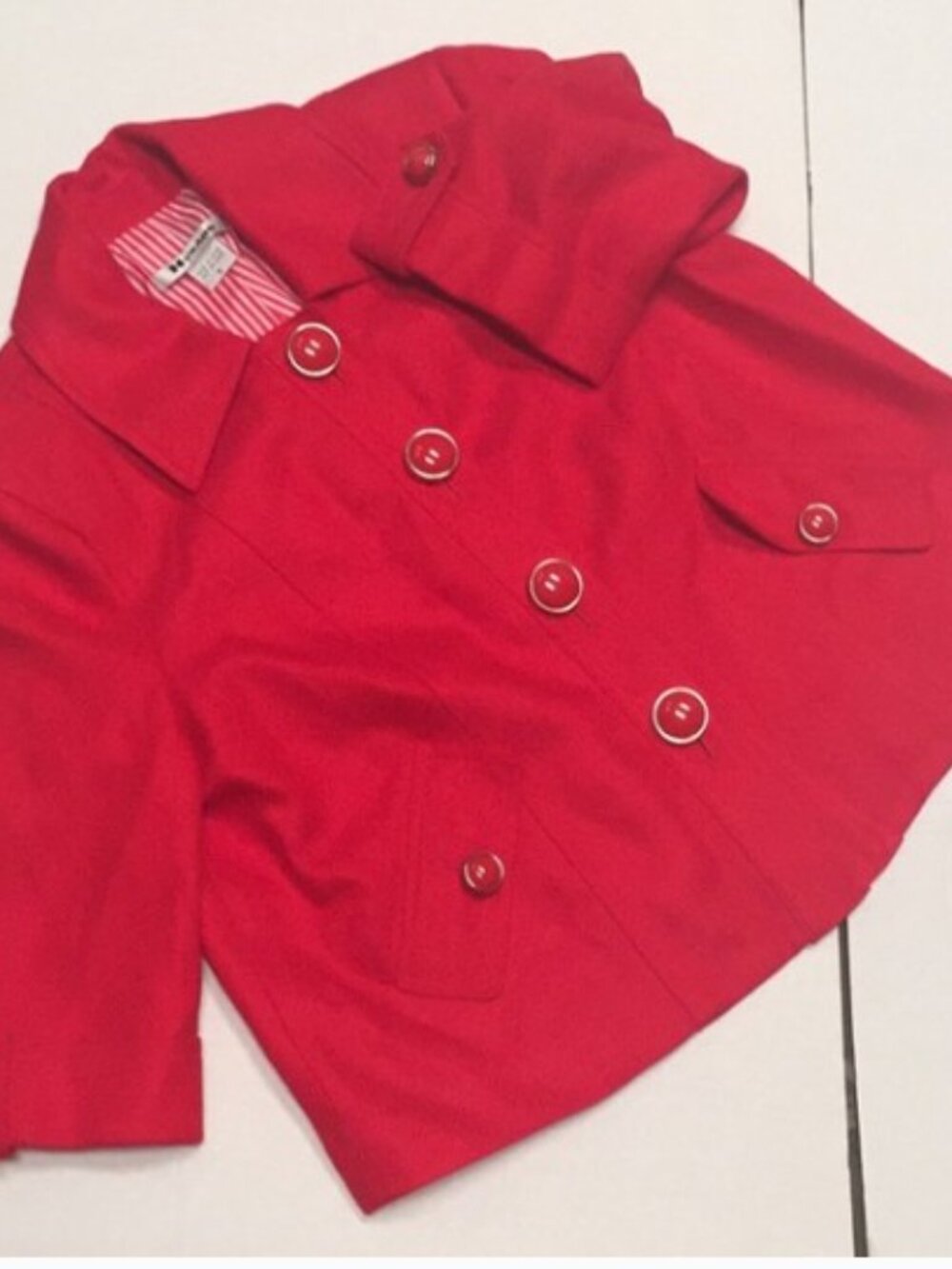 Nye & Co Red Blazer Size 6 Short Sleeve Button Front Jacket-- Vintage